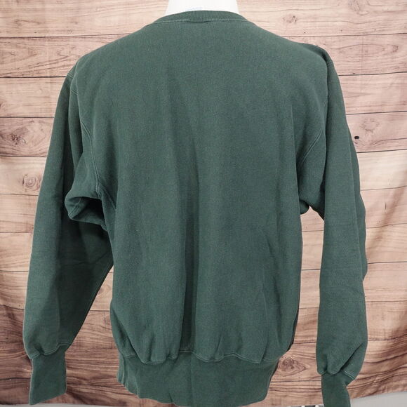 VINTAGE CHAMPION REVERSE WEAVE GREEN BLANK USA MADE CREW NECK SWEATSHIRT L 90s - Picture 6 of 8